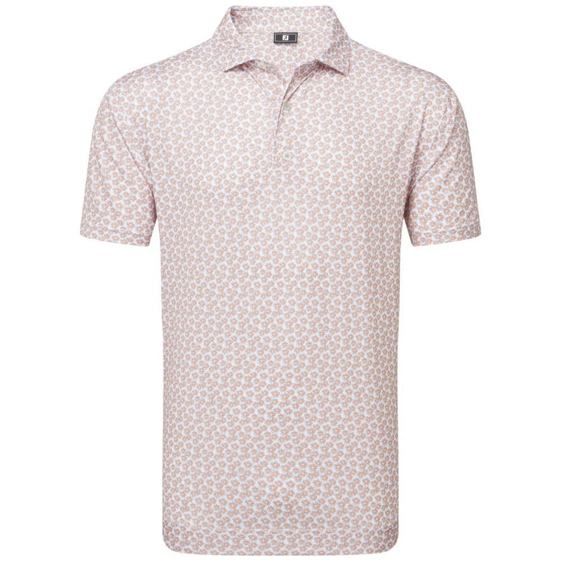 FootJoy Floral Sketch Print Pique Herre Oransje/Hvit