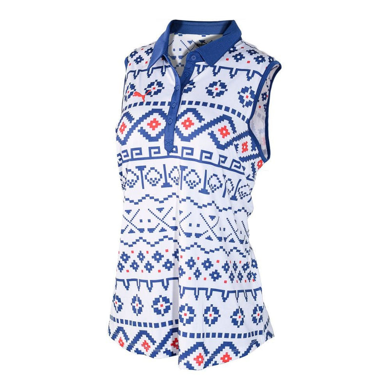 Puma Sleeveless Pique Micro Fair Isle Dame Hvit