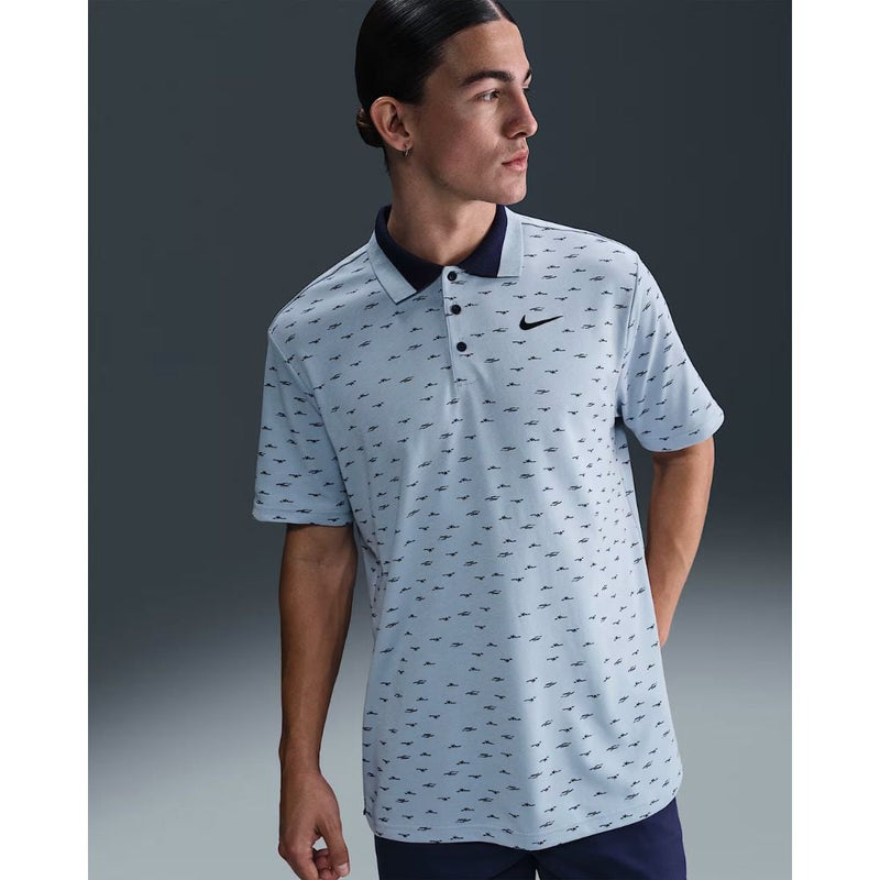 Nike Dri-FIT Tour Micro Print Pique Herre Blå