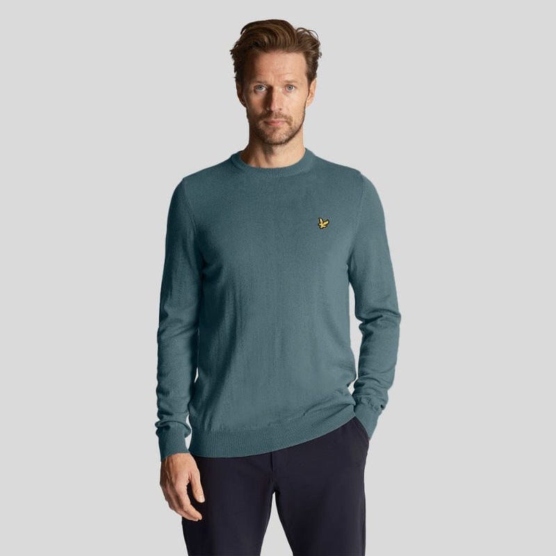 Lyle & Scott Golf Crew Neck Pullover Genser Herre Blå