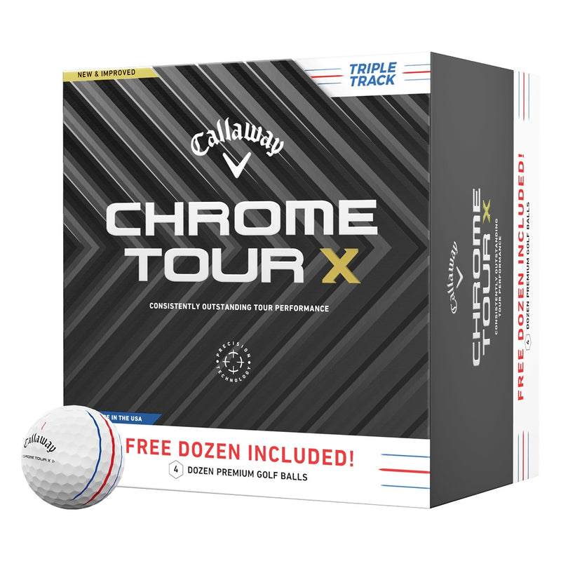 Callaway Chrome Tour X Triple Track Golfball Hvit 4 for 3