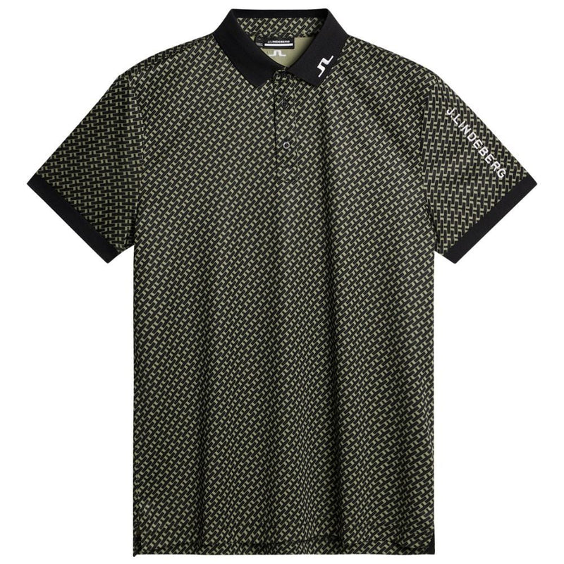 J.Lindeberg Tour Tech Print Pique Herre Tour Geo Olive